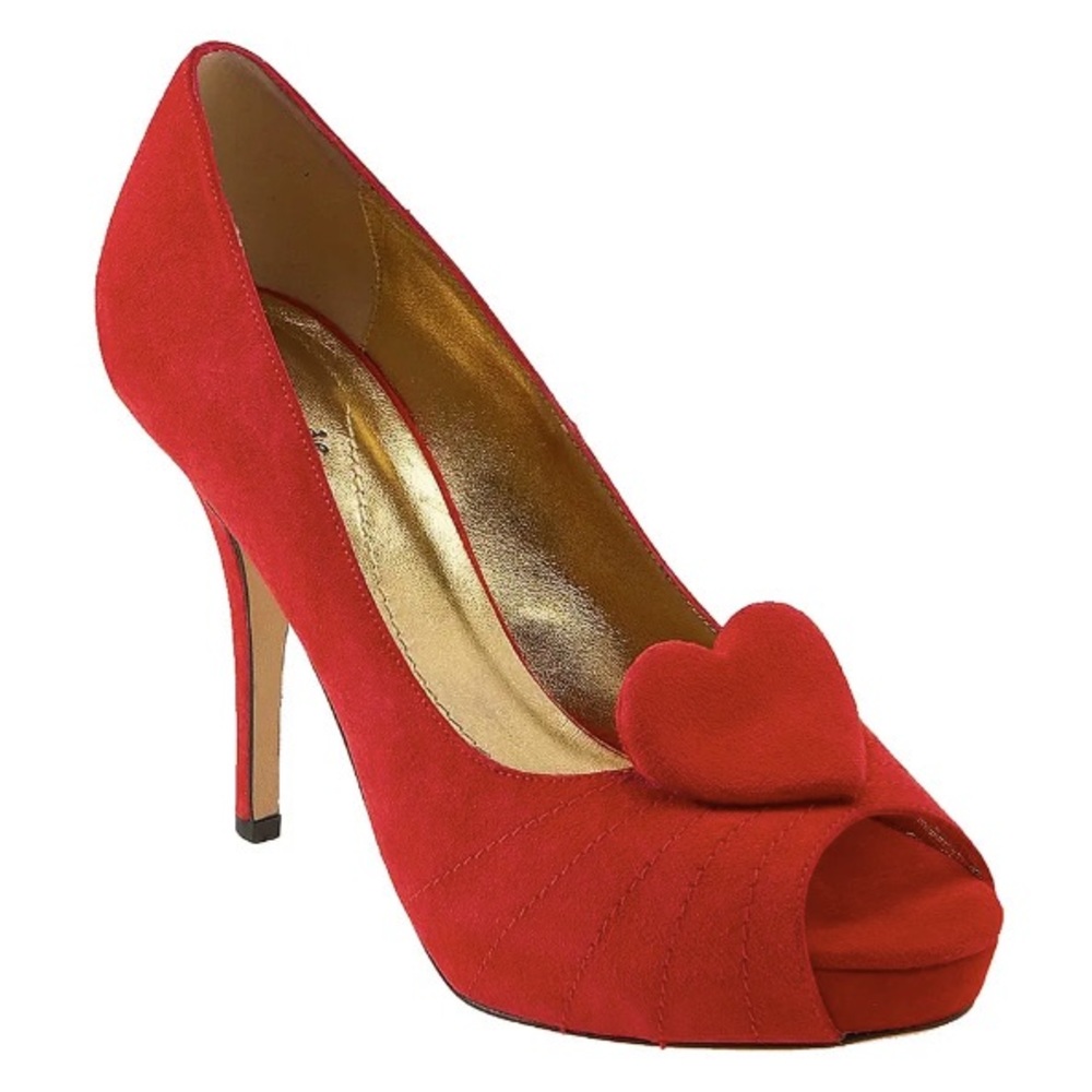 kate spade genny red suede heart pumps